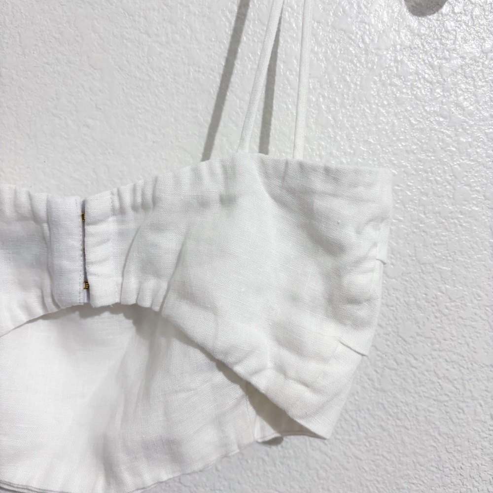 Dissh Aisle Linen Pleated Crop Top in White - Picture 6 of 7